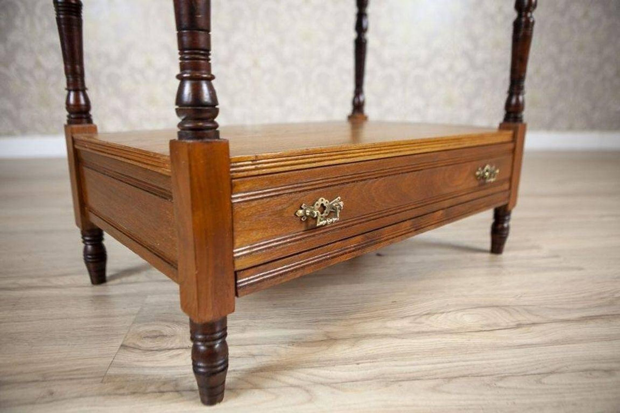 19th-Century Small Walnut Cabinet with the Motif of Sunflowers attributed to George Davis, 1890s