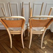 4 Gemla Vilda 3 dining chairs – Solid beech and natural leather – Sweden