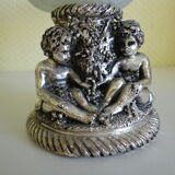 Fruit cup with silver metal foot, Murano granite glass "Vetro eseguito da maestri di Murano"