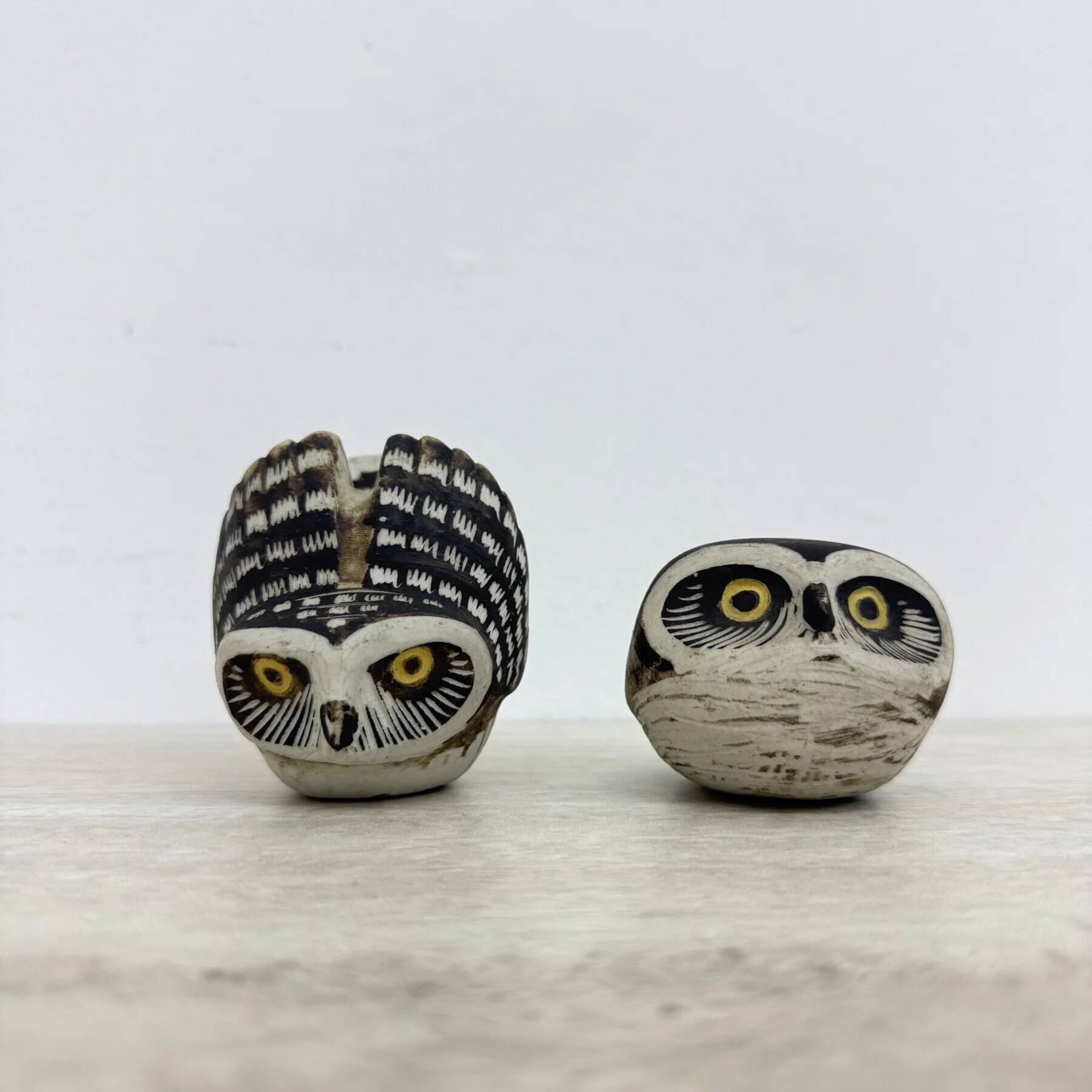 Set of 2 owls ceramic owl "Burr" made by Edvard Lindahl for Gustavsberg, 1960s
