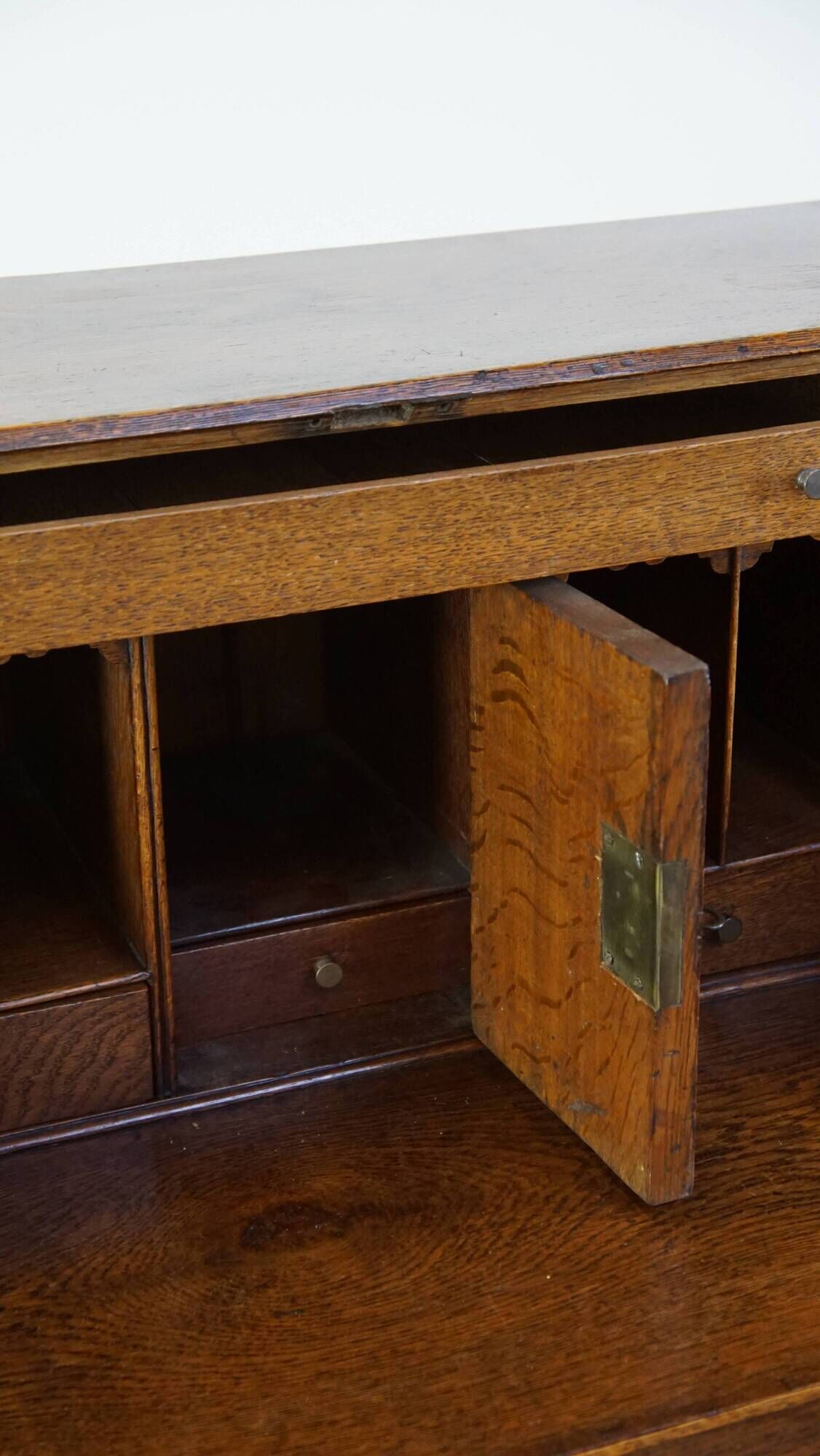 Large antique English oak secretaire from the 18th century