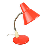 Adjustable Desk Lamp in Orange Painted Metal and Chrome-Plated Spiral Arm, 1970s