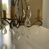 Bronze chandelier with cut plates 4 arms