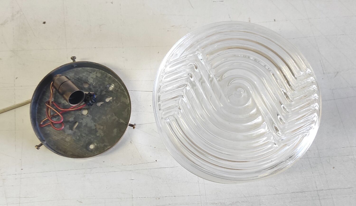 Ceiling light or wall lamp in Bauhaus style made of glass - mid 20th century.