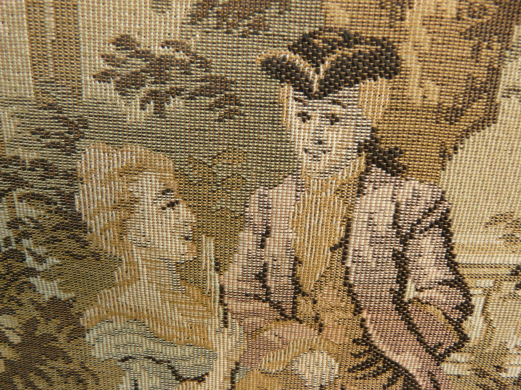 Tapestry wall hanging depicting a gallant scene from the mid-century.