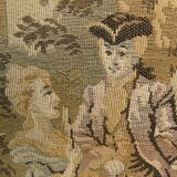 Tapisserie tenture murale scène galante du milieu du siècle