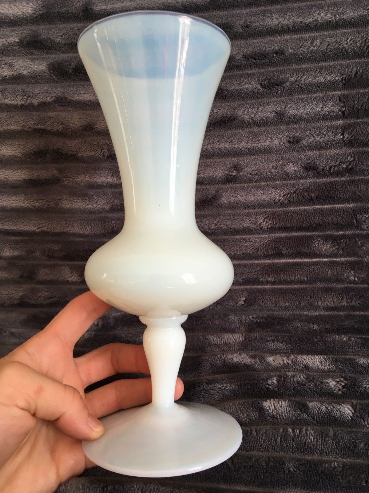 Glass design vase in matte opalescent white glass