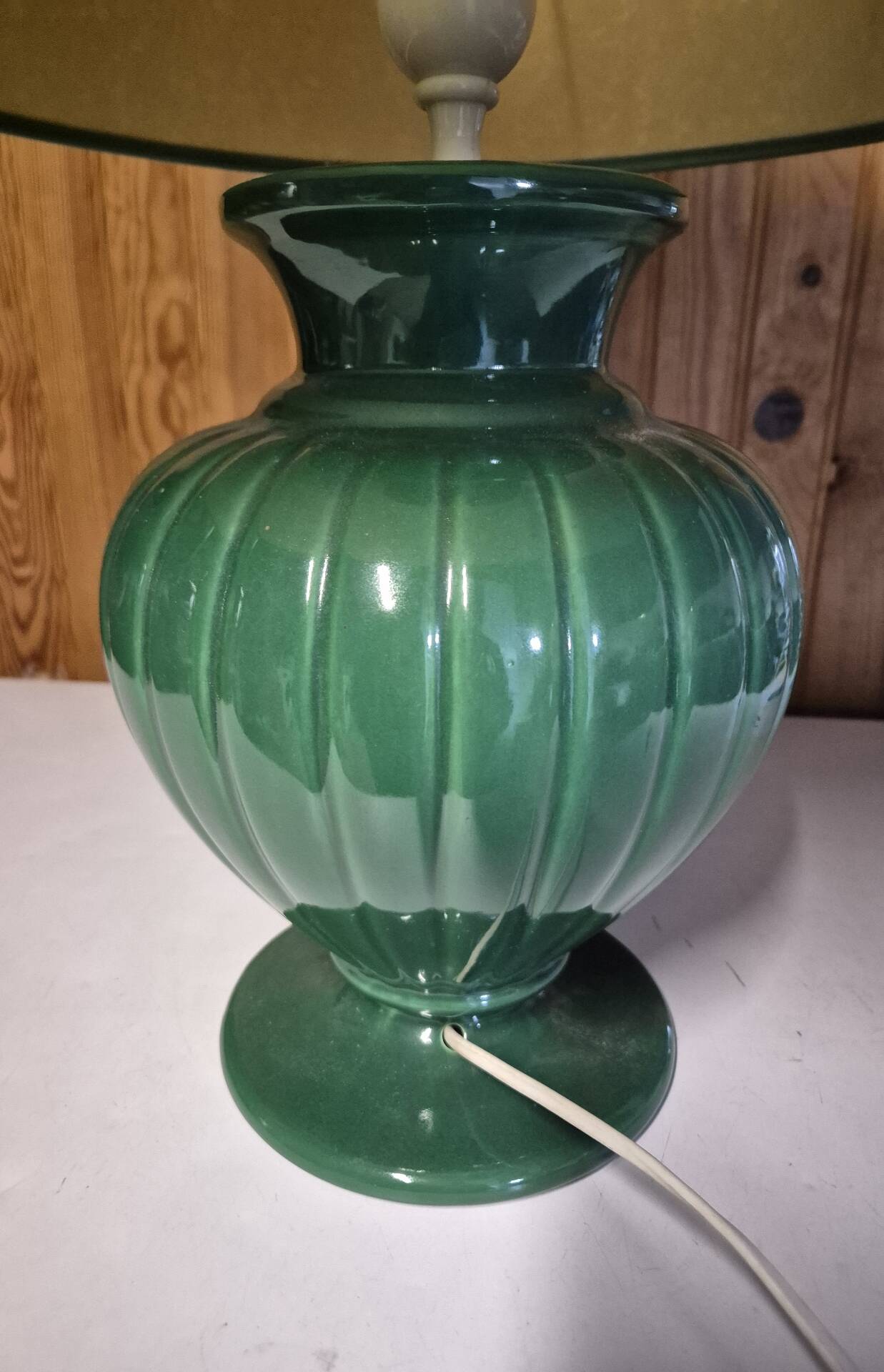 vintage green ceramic lamp Ibiza Robert de Schuytener light fixture