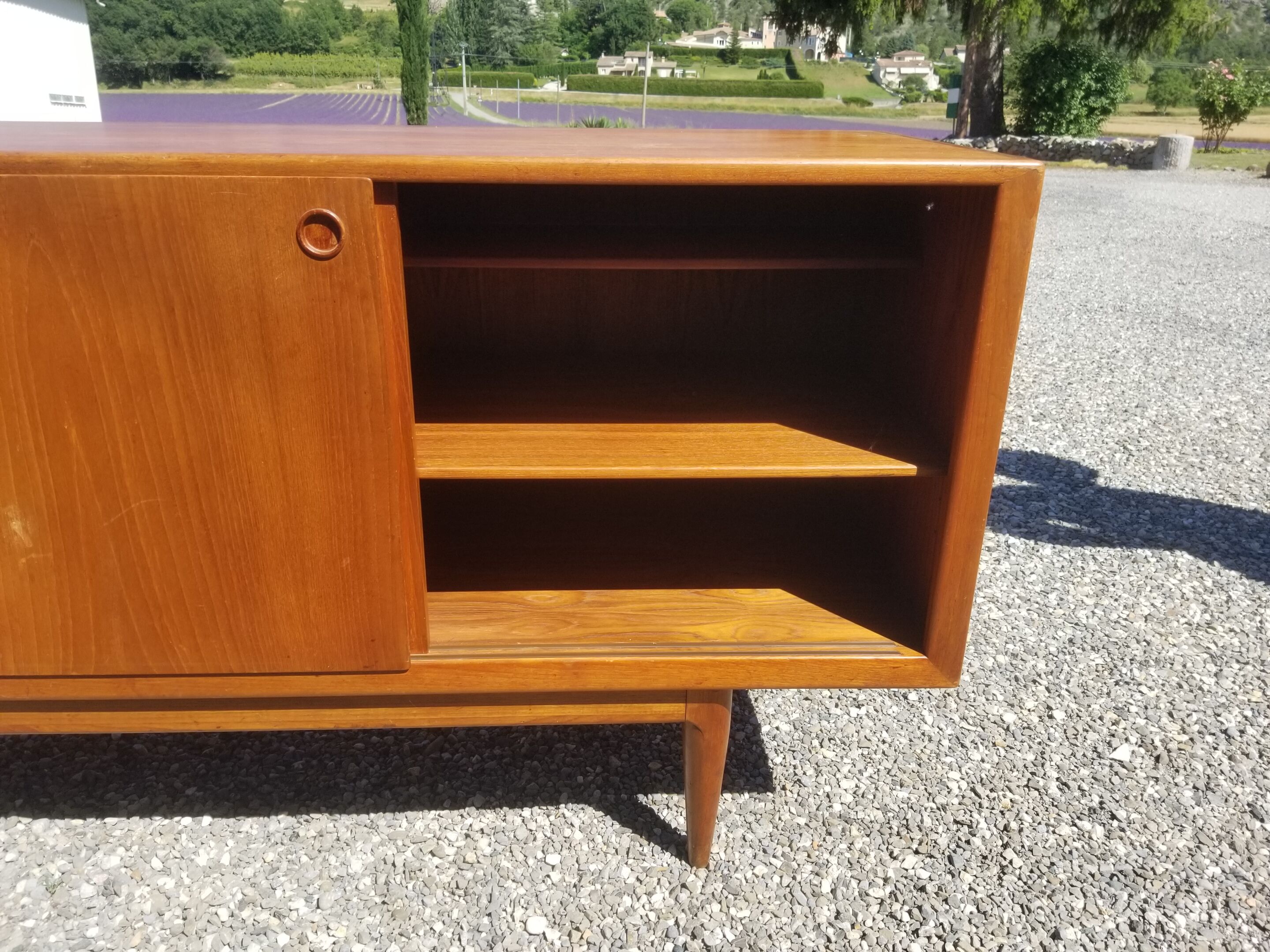 Scandinavian teak row 4 sliding doors - 60s