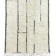 Large Berber M'rirt rug in cream and black wool, Moroccan rug.