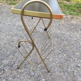 Magazine and document rack, Formica, chrome, gold finish