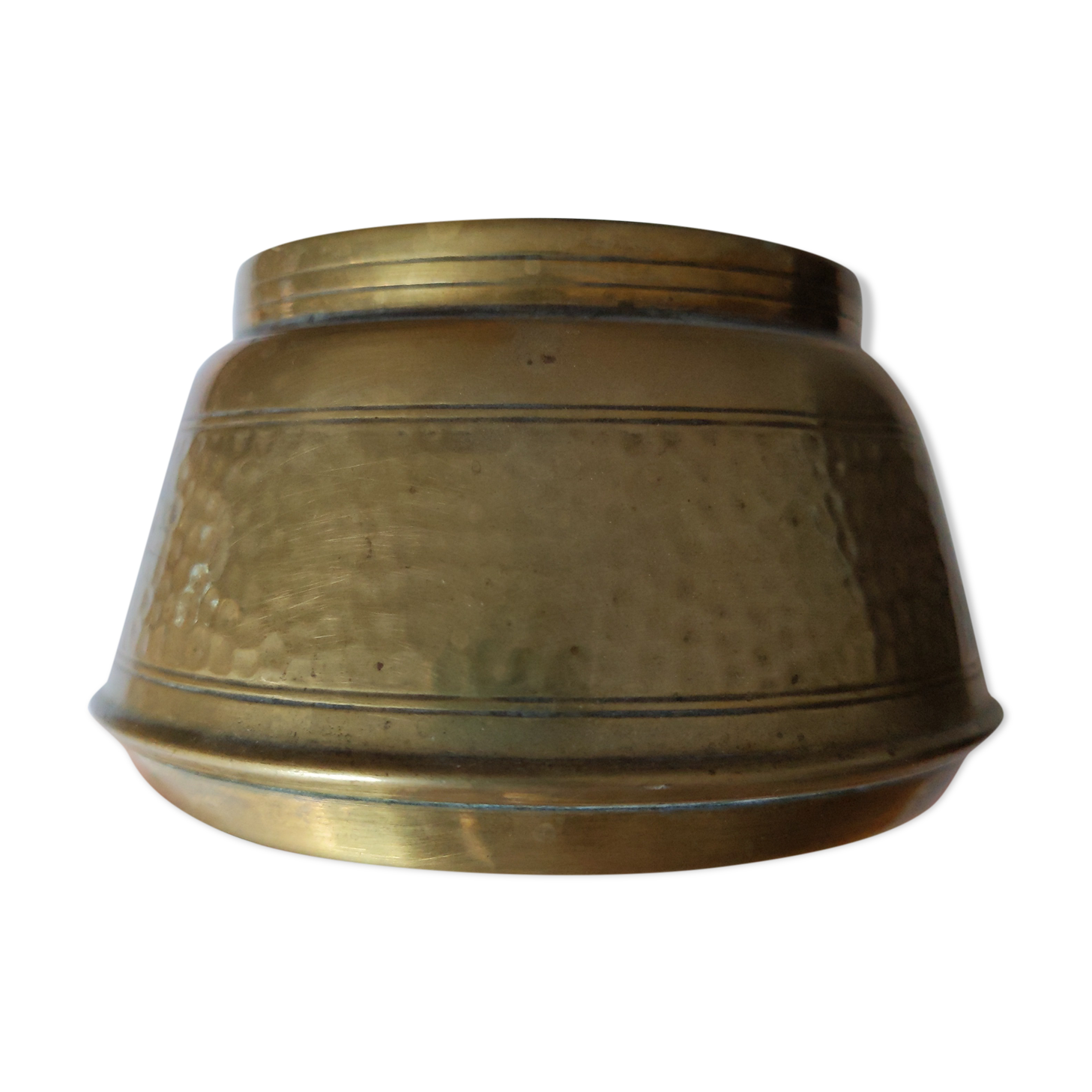 Vintage hammered brass pot cache pot