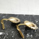 Pair of brass lion head patères