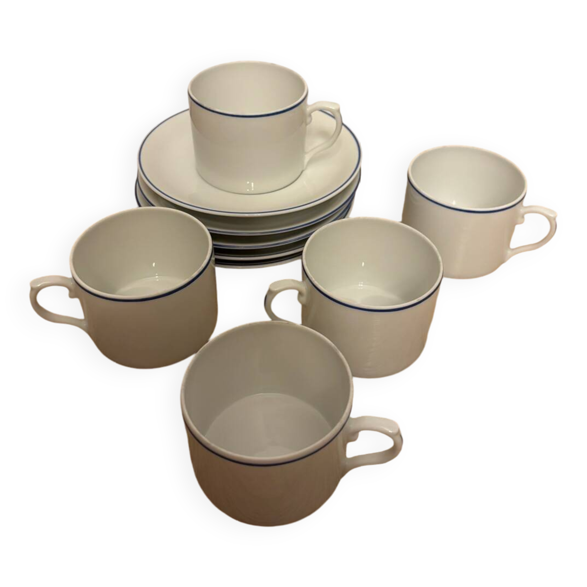 Set of Portuguese porcelain cups and saucers