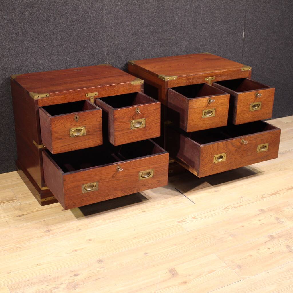 Paire de tables de chevet de style naval anglais du 20e siècle