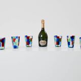 Set of 6 Italian Murano glass goblets circa 1980 murano