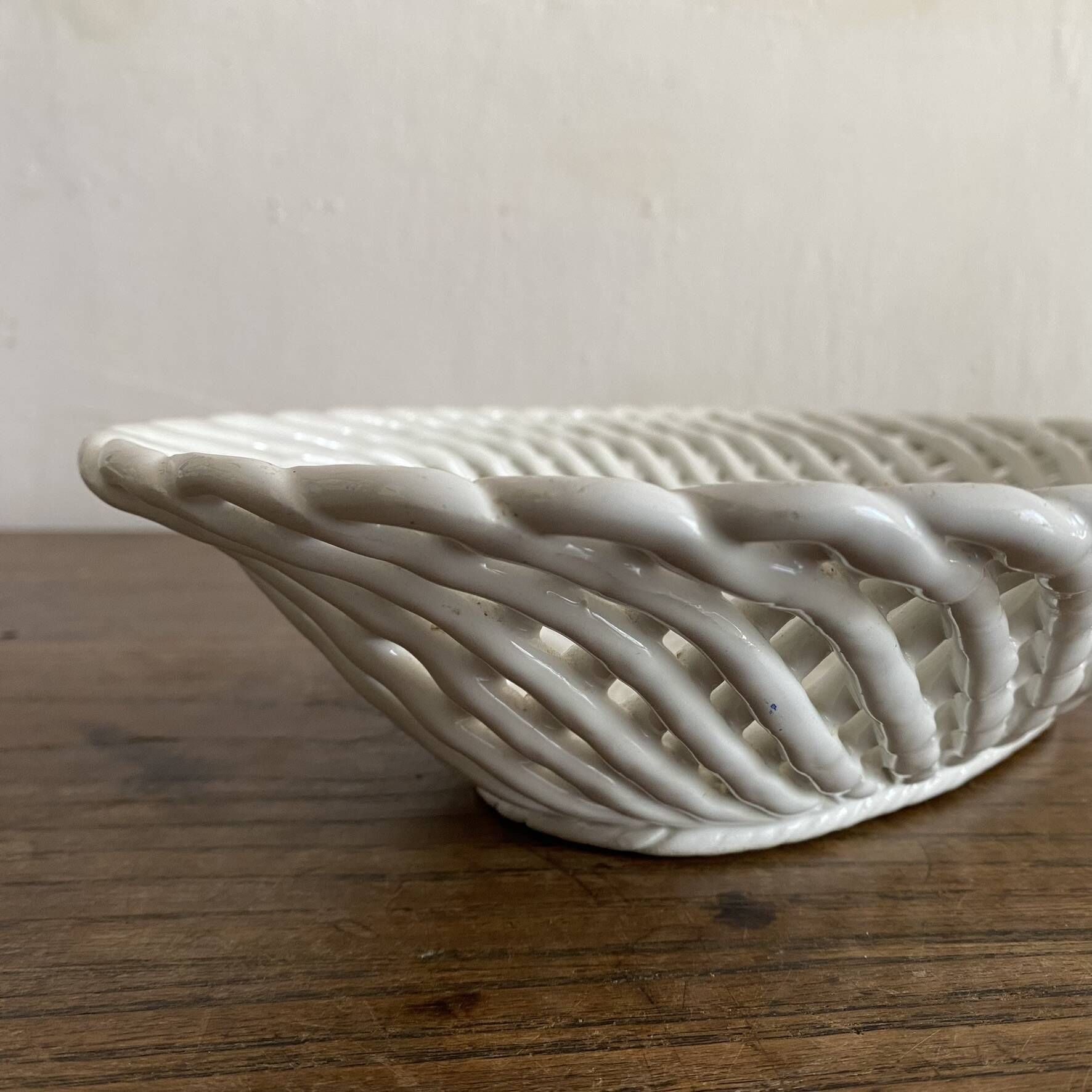 Bread basket or woven ceramic fruit bowl Italy