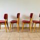 Set of 4 vintage chairs in oak and skai 1970
