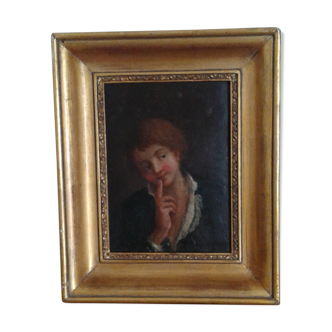 oil table. Old. Portrait Young Girl . 18th