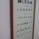 Old optical advertising poster, monoyer scale, framed