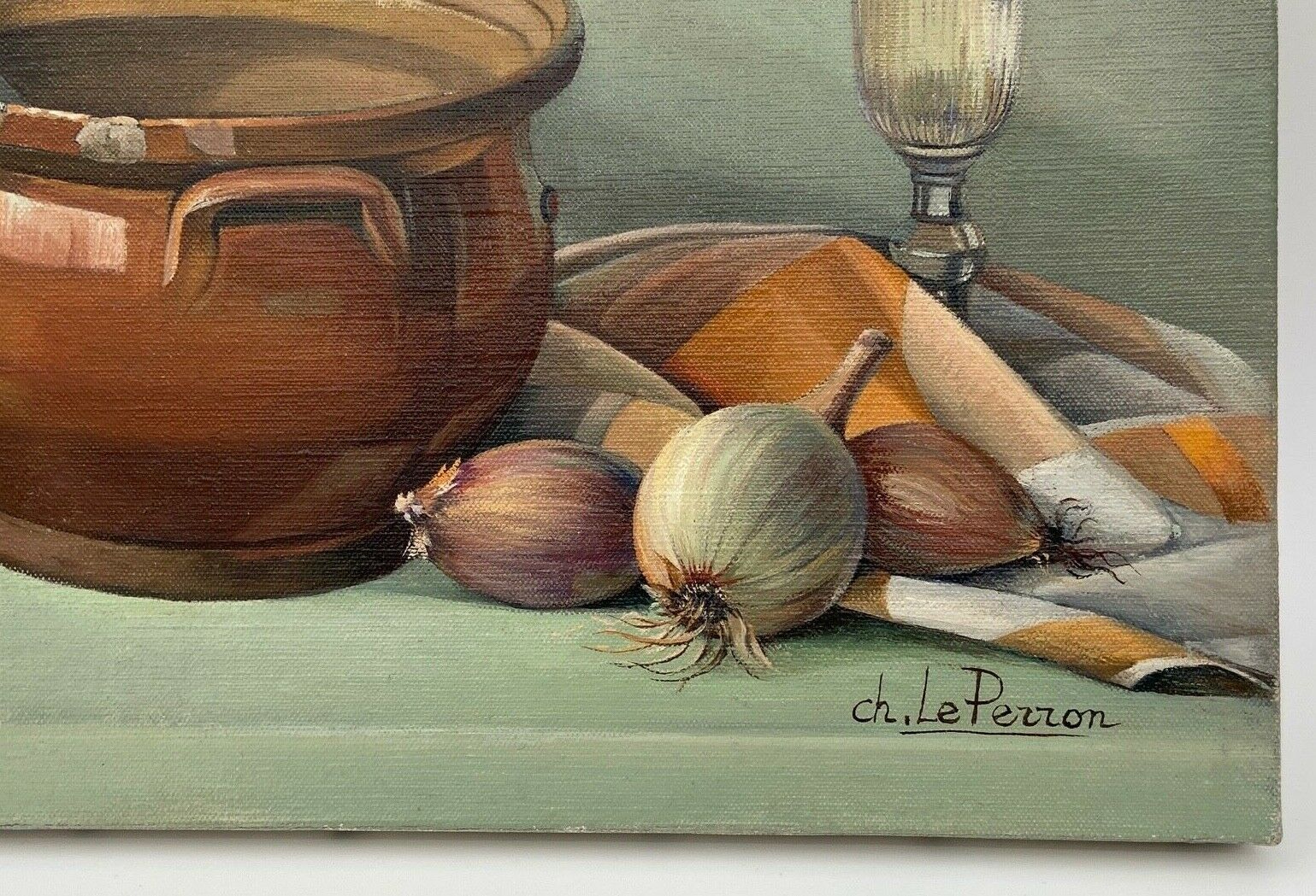 Huile sur toile par Charlène le Perron l'ecuelle jaune nature morte