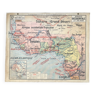 Old school map Vidal-Lablache 37, T10, 1914 - West Africa