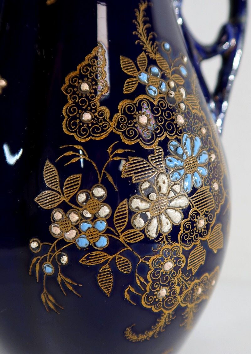 Midnight blue earthenware vase, "fives lille" - early twentieth century