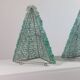 Pair of pyramid-shaped wall sconces in glass in vintage French style.