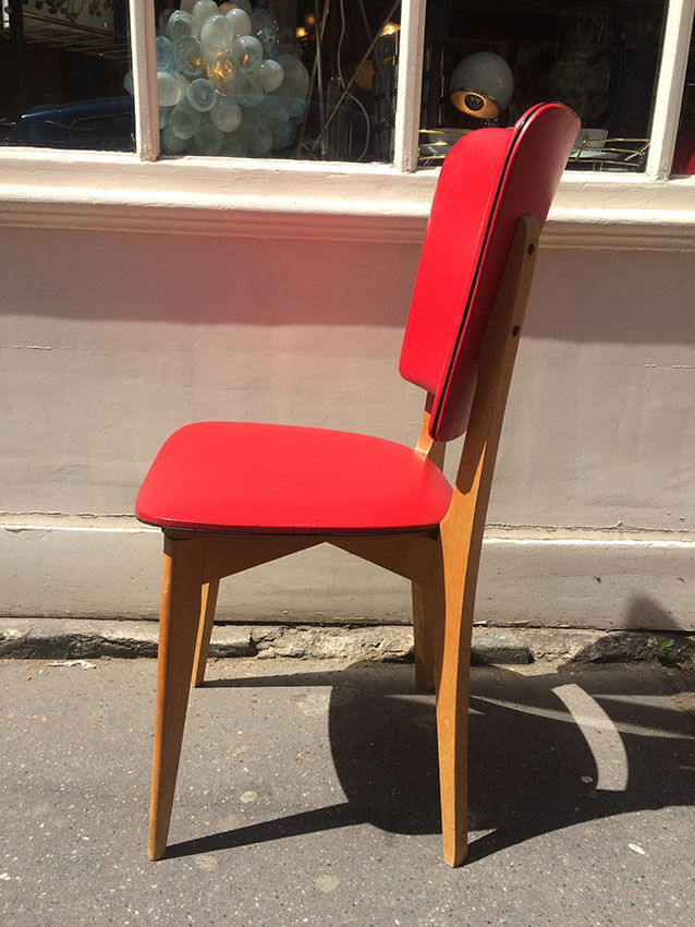 Chair skai and wood 1950/60