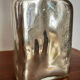 Lampe en verre et rotin