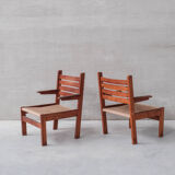 Pair of French Mid-century Cord Armchairs