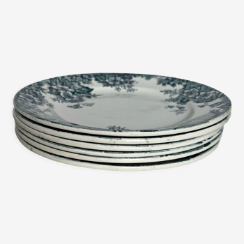 6 assiettes plates en terre de fer