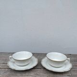 Pair of Limoges porcelain cups with gold trim