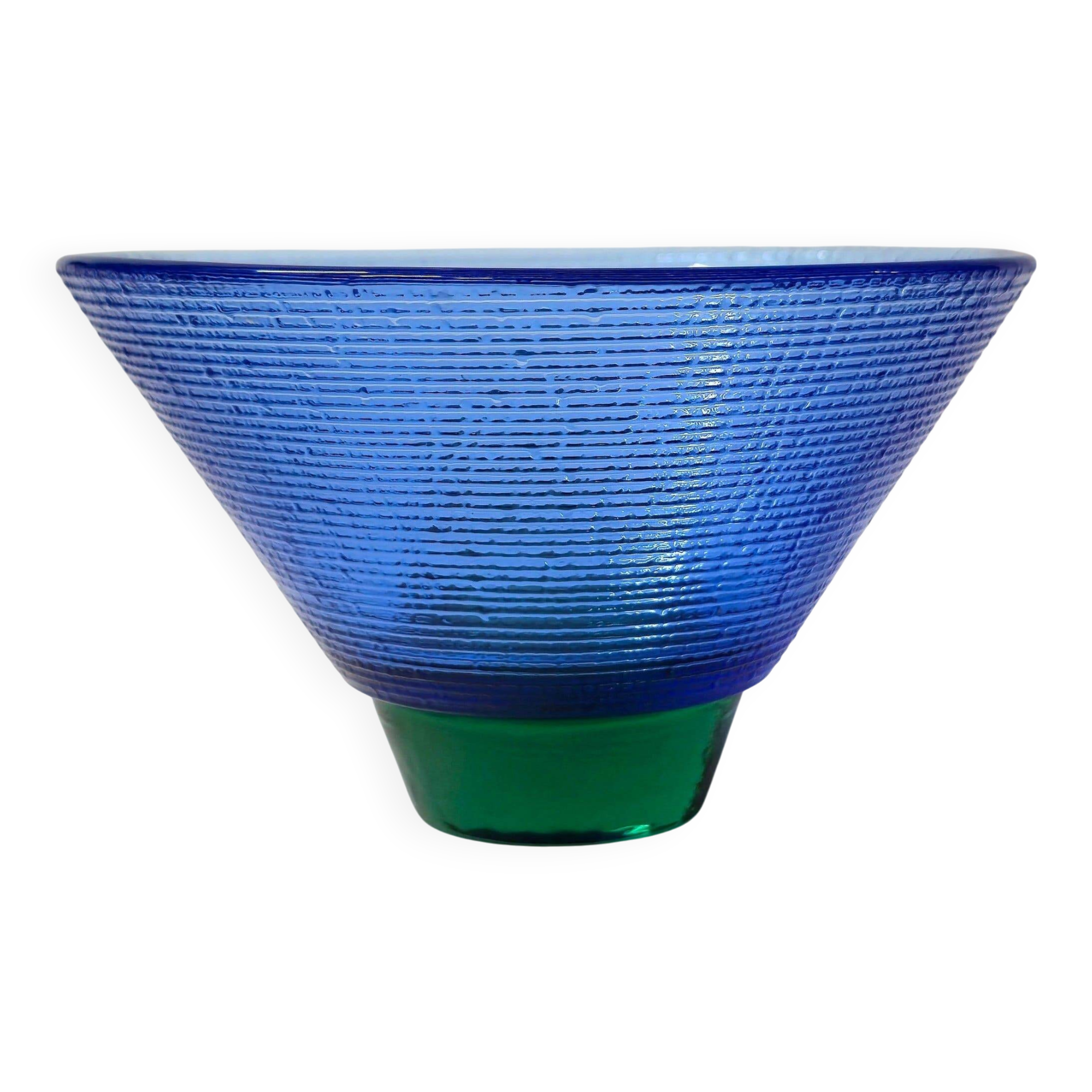 Bol Coupe Verre "Kairo" Lena Hansson - Hadeland Norvège Bleu & Vert 1980