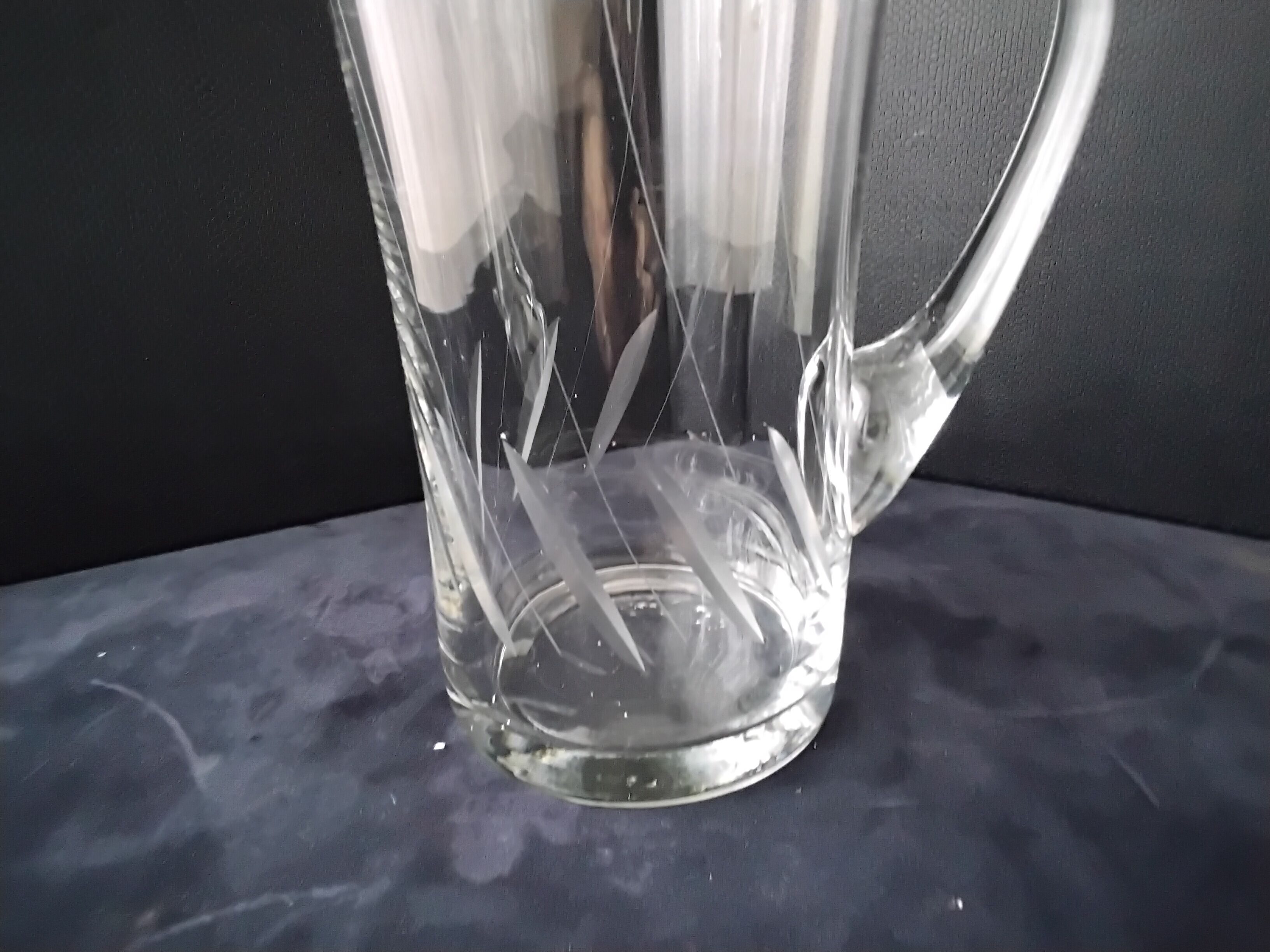 Water decanter, vintage ground glass jug