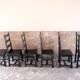 Set of 6 black brutalist chairs in solid oak