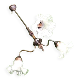 1970s Chandelier / Pendant lamp 3 arms of light Tulips with ruffles