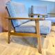 Pair of Scandinavian armchairs wood and fabric