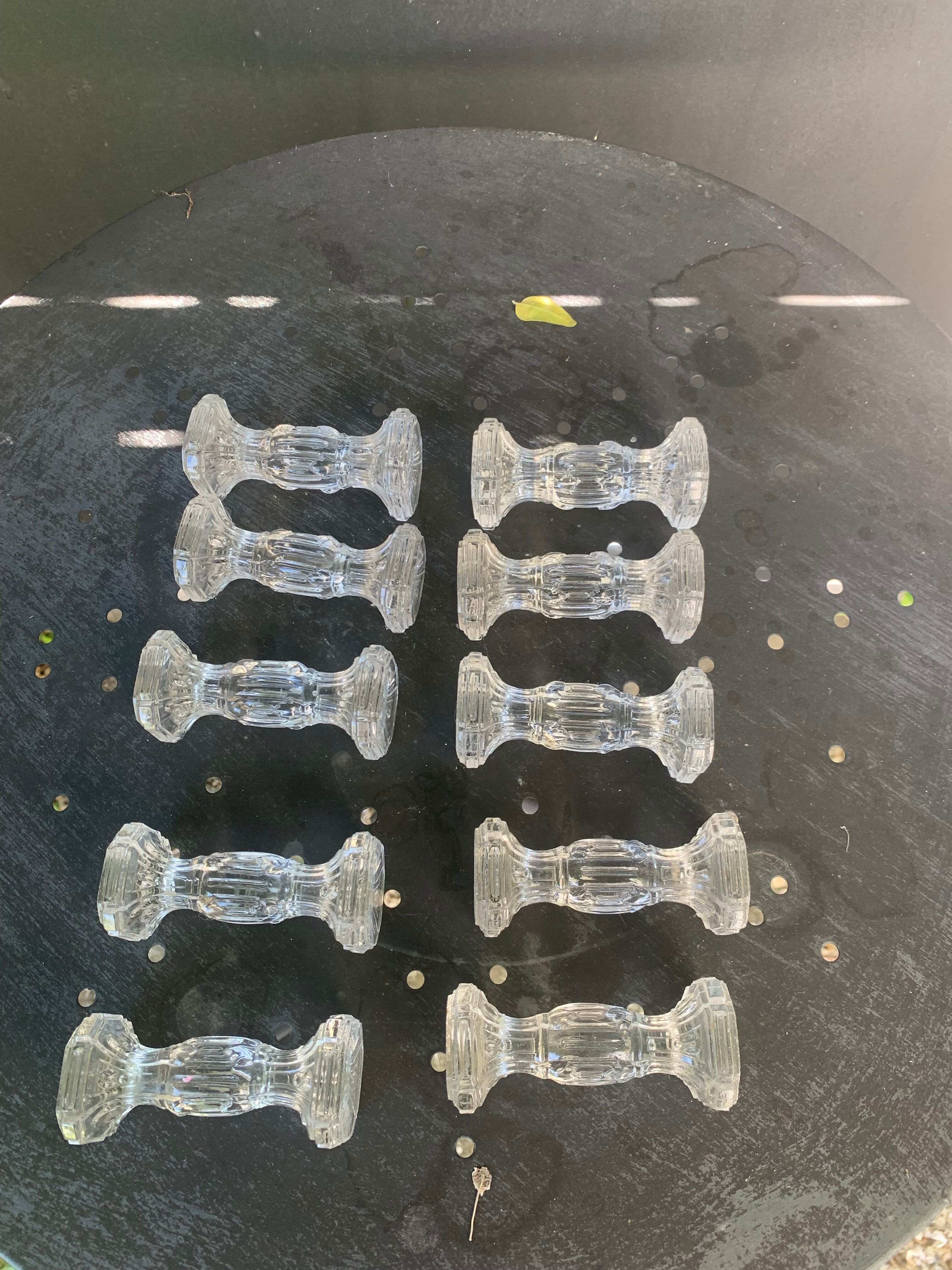 10 antique transparent molded glass knife doors