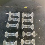 10 antique transparent molded glass knife doors