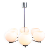 Lustre vintage en chrome et opaline, italie, 1970s
