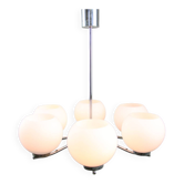 Lustre vintage en chrome et opaline, italie, 1970s