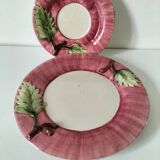 Two vintage leaf barbotine plates