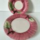 Two vintage leaf barbotine plates