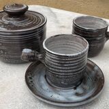 Roger collet, cups and sugar bowl, vallauris, ceramics, 1970