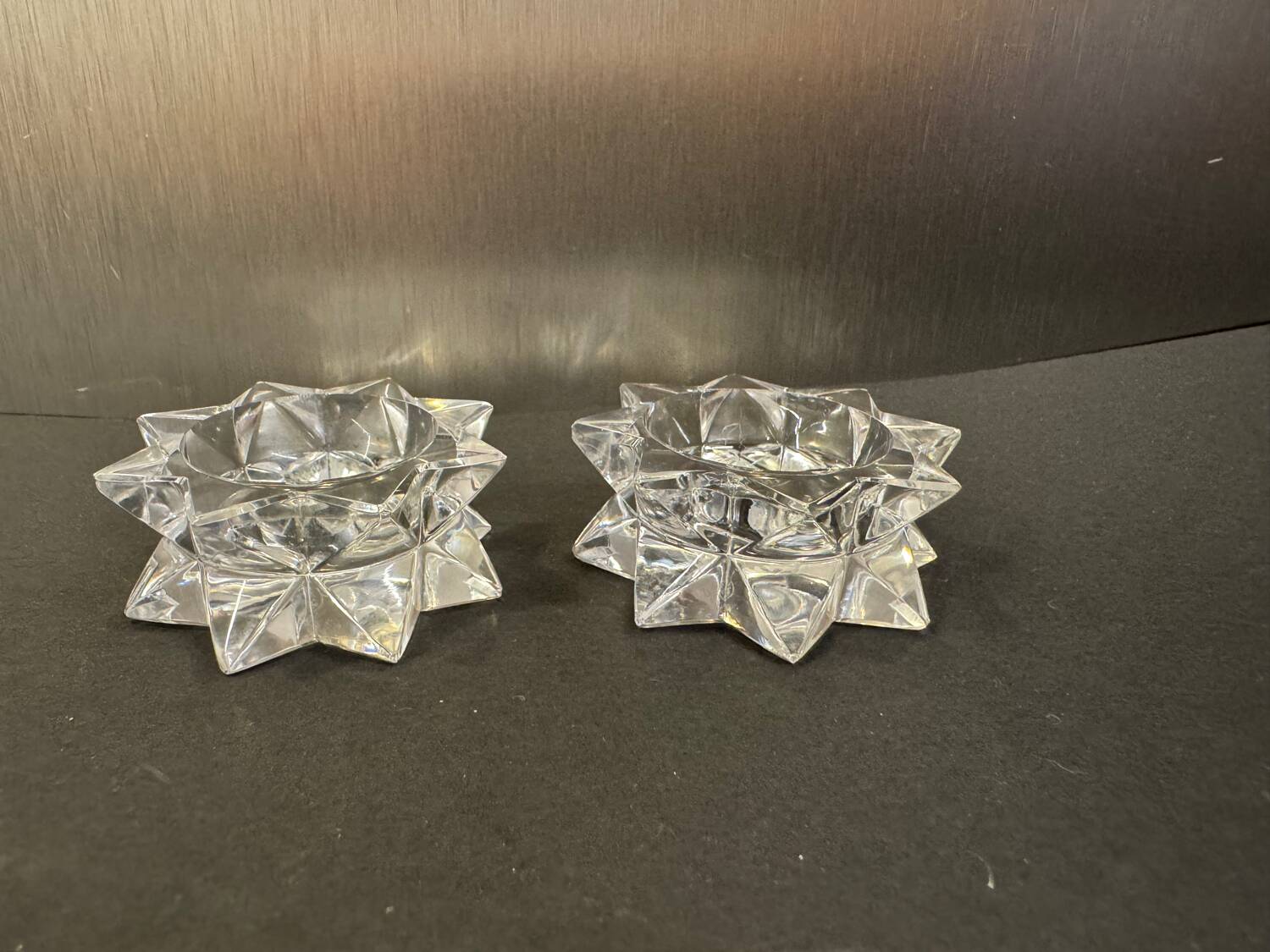 Pair of Saint-Louis cut crystal salt cellars