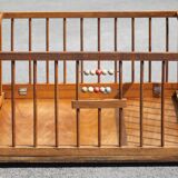 Folding wooden baby park on wheels, vintage park