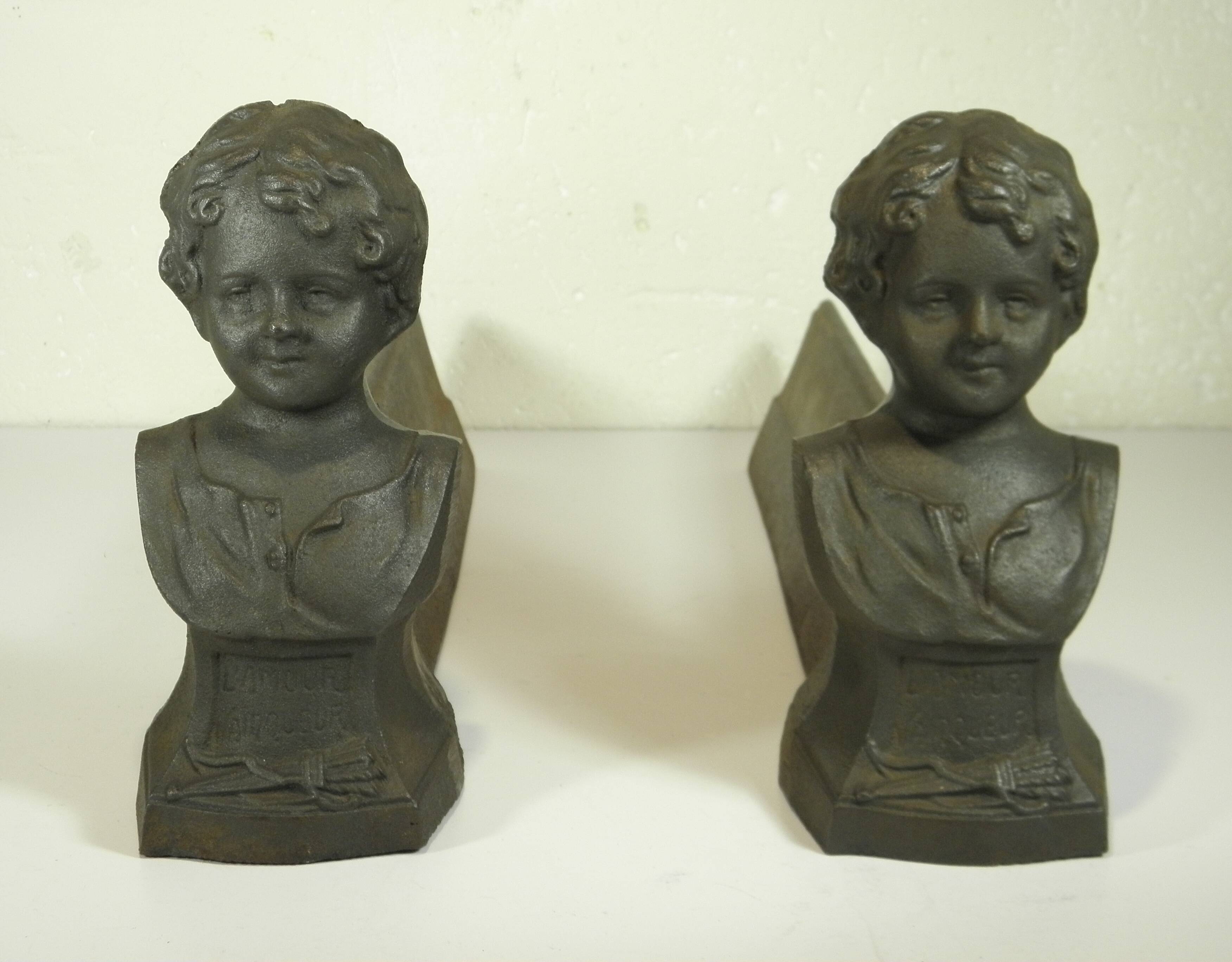 Pair of cast iron fire dogs