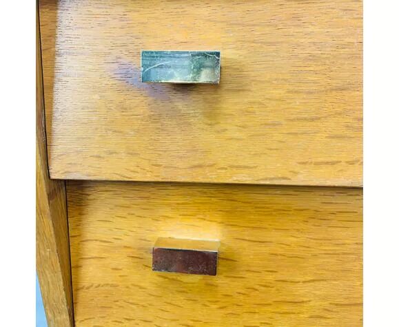 Chest of drawers chiffonnier feet compass 50s blond wood