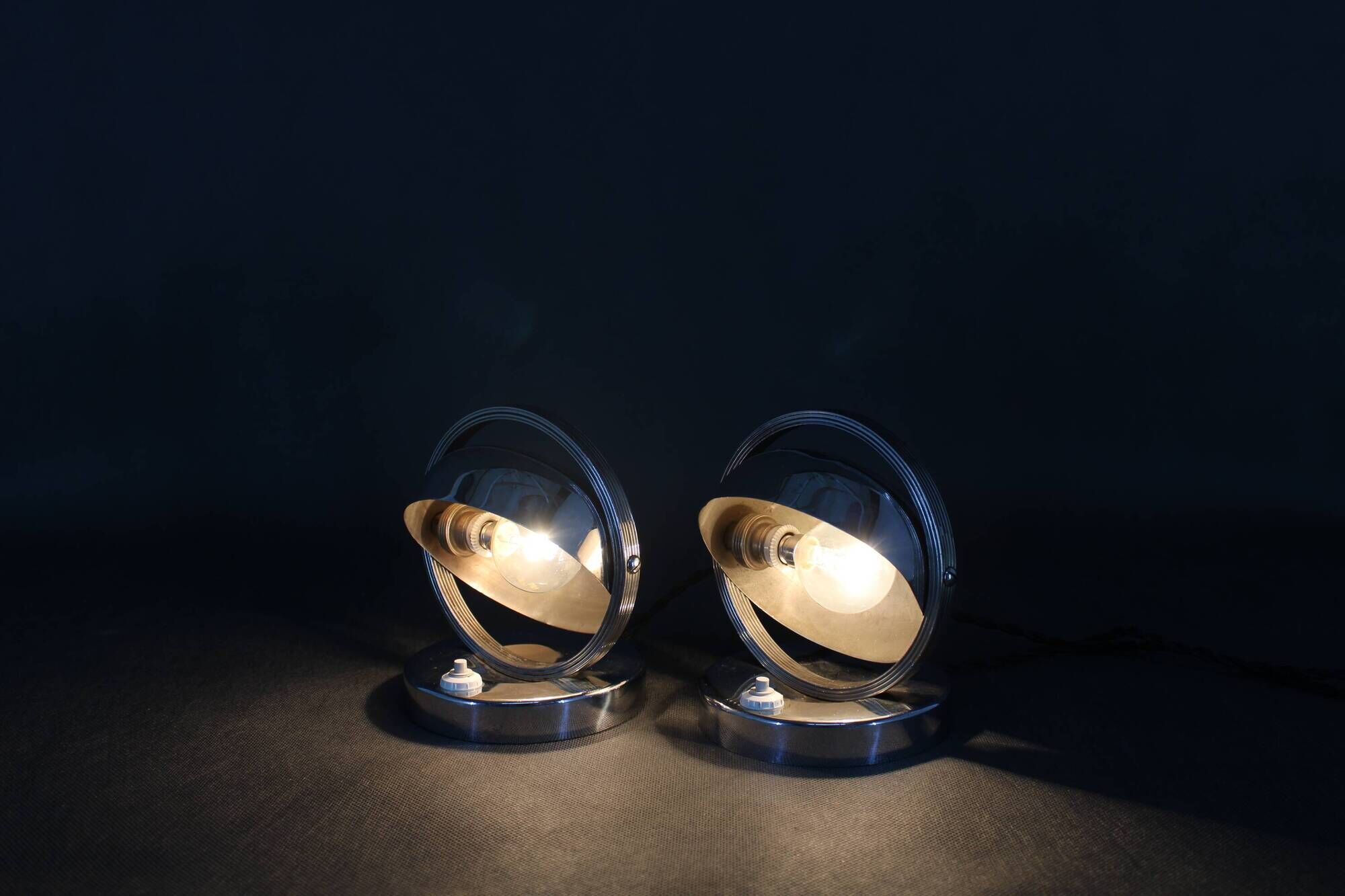 Pair of Bauhaus bedside lamps from the 1930s, Czechoslovakia